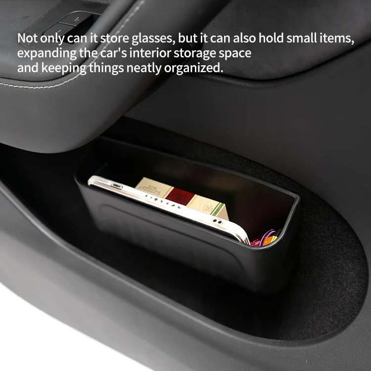 For Tesla Model 3 Y Sunglasses Case Card Key Holder Wallet Phone Seat Crevice Side Storage Box Paste Freely on Felt TPE ModelY