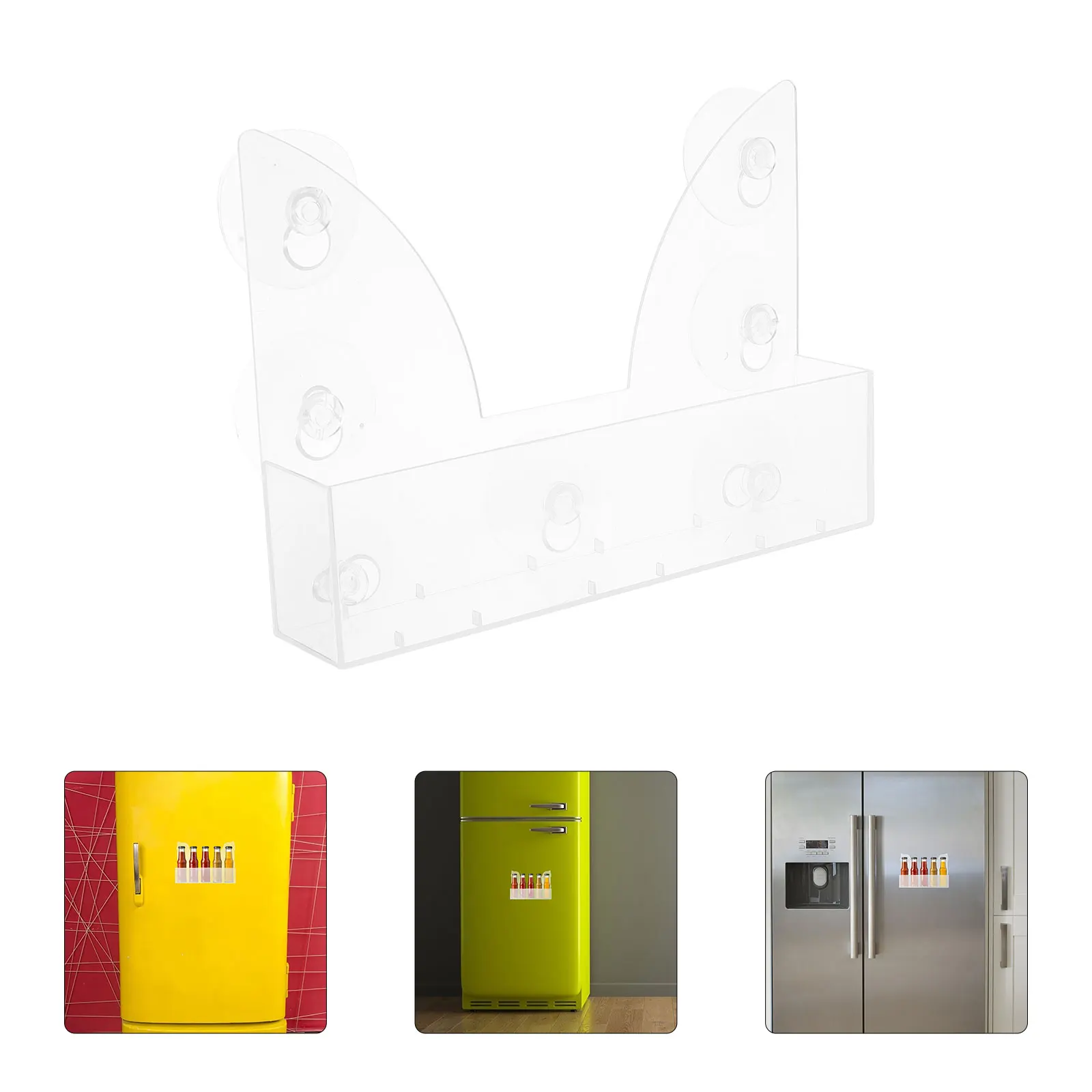 

Acrylic Suction Cup Refrigerator Rack Organizer Storage Shelf Spice Jar Bottle Holder Fridge Storage Organizer