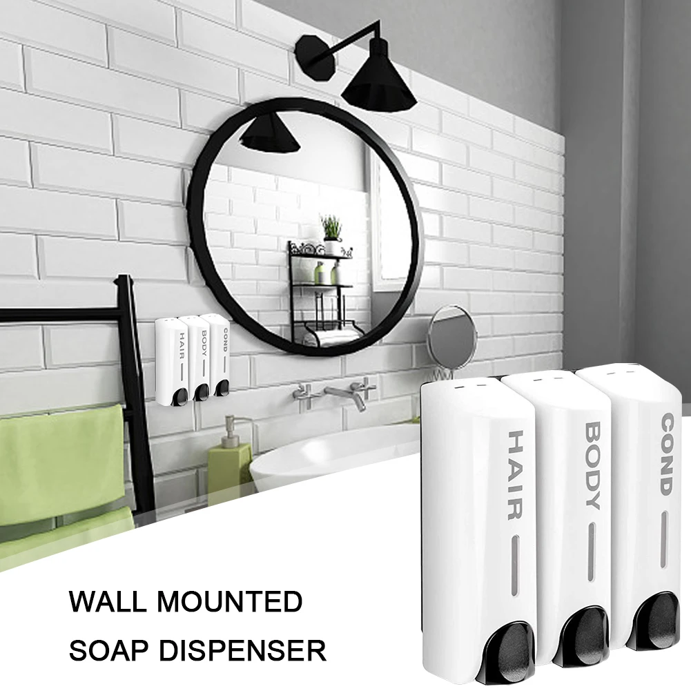 Triple 350ml Shower Bath Shampoo Dispenser Multi-Purpose Wall-Mount Body Wash Dispenser Heat-Resistant for Bathroom Accessories