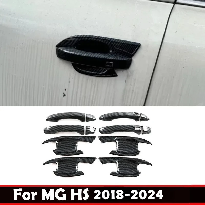 

LHD RHD For MG HS 2018-2024 ABS carbonfiber Car Door Pull Door knob Catch Door Handle Bowl Cap Decoration Cover Trim Accsesories
