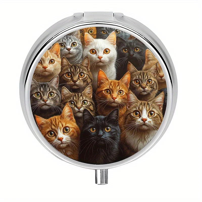 1 three-compartment pill box, cat-themed mini pill container, pill organizer, ideal for storing vitamins while traveling