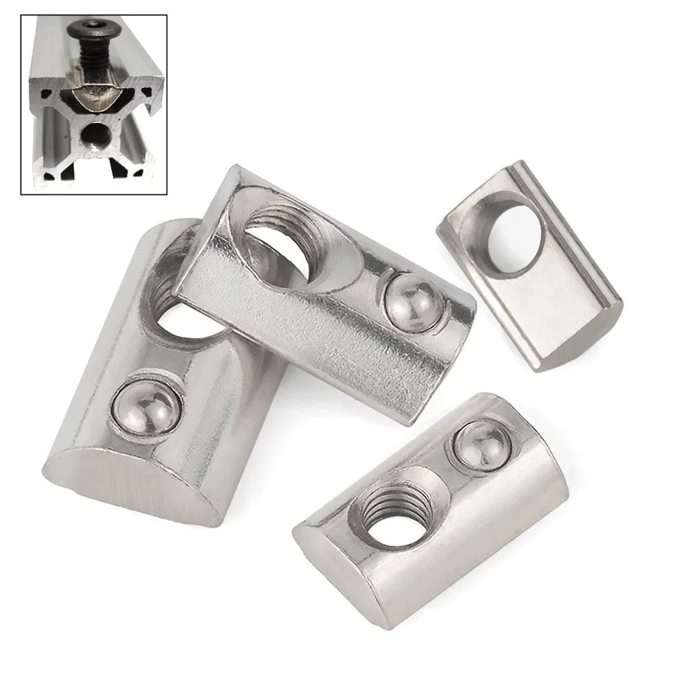 20Pcs M3 M4 M5 M6 M8 Spring Loaded T-Nut Roll-in T Spring Nut Block for 2020 3030 4040 4545 Aluminum Extrusion Profile