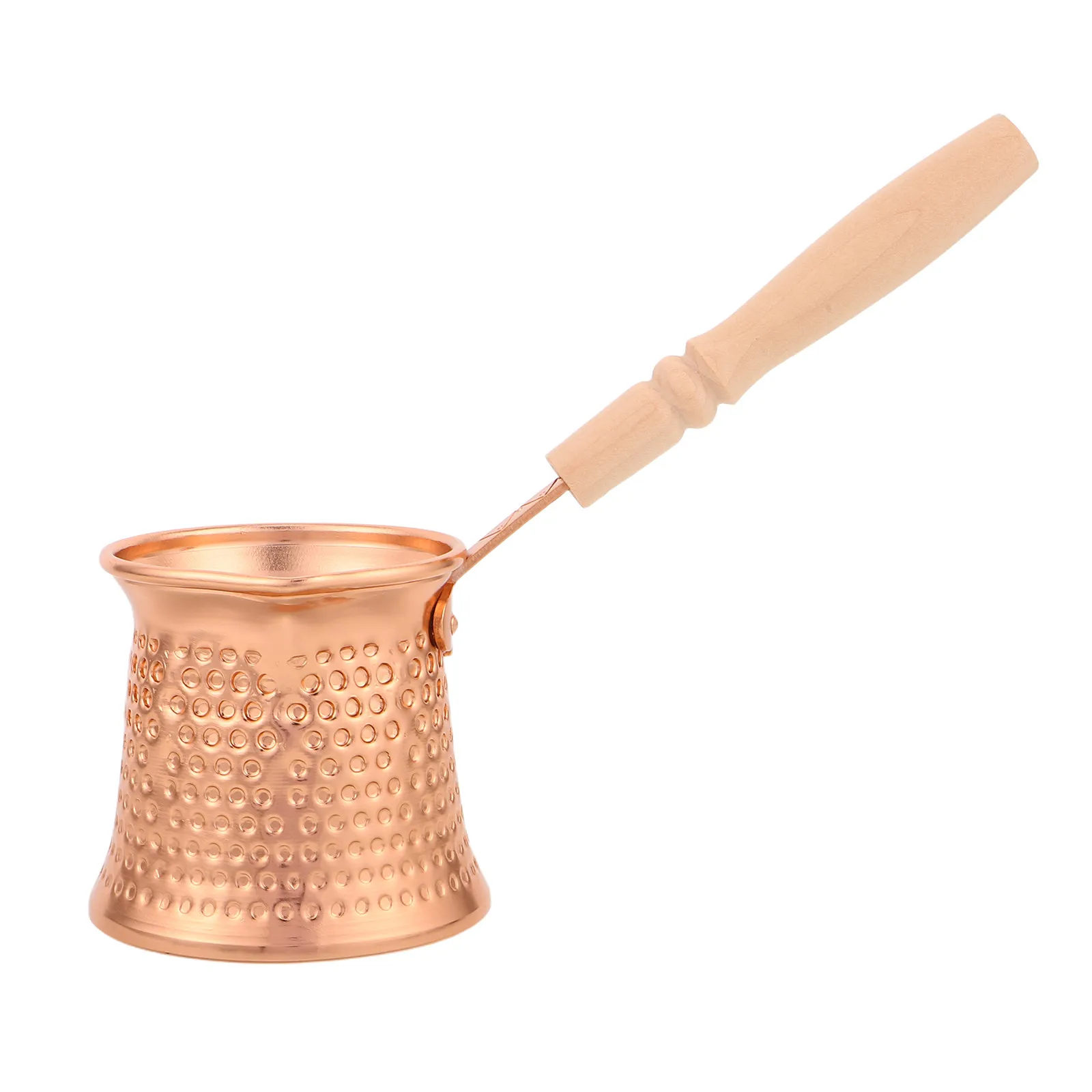 Turkish Coffee Pot 350Ml Aluminum Stovetop Espresso Pot Vintage Wooden Handle Multi Use Coffee Maker Milk Frothing Butter Warmer view 2