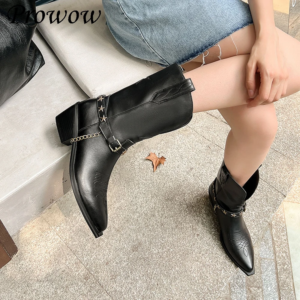 

Новые сапоги до колена из воловьей кожи с острым ремнем и металлической цепочкой, женская обувь Zapatos Mujer