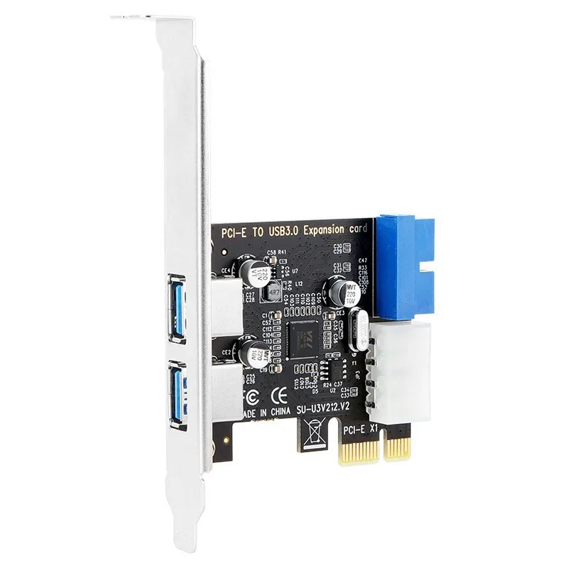 USB3 PCI Express محول PCI E إلى USB 3.0 20pin محول تحكم PCIe X1 USB 3 0 2 منافذ محول USB3.0 PCI-e بطاقة التوسعة