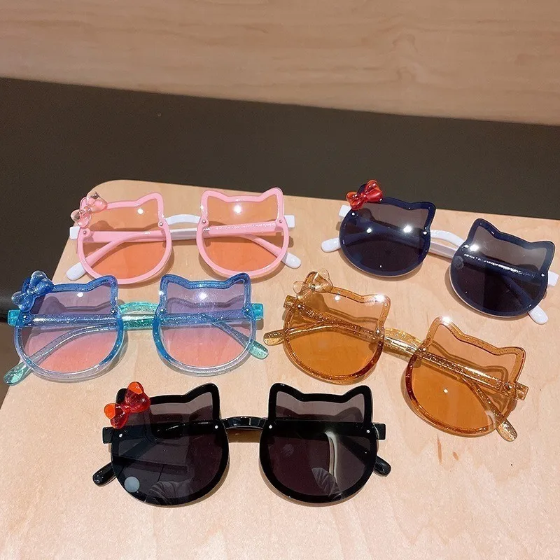 New Korean Style Cat Shape Children's Cute Cartoon Sunglasses Kids Anti UV Eyewear Round Colourful Sunglass image 3