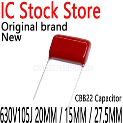 10PCS CBB22 Polyester Film Capacitor 630V 105J 1UF 1000NF Pitch=630V105J 20mm / 15mm / 27.5mm