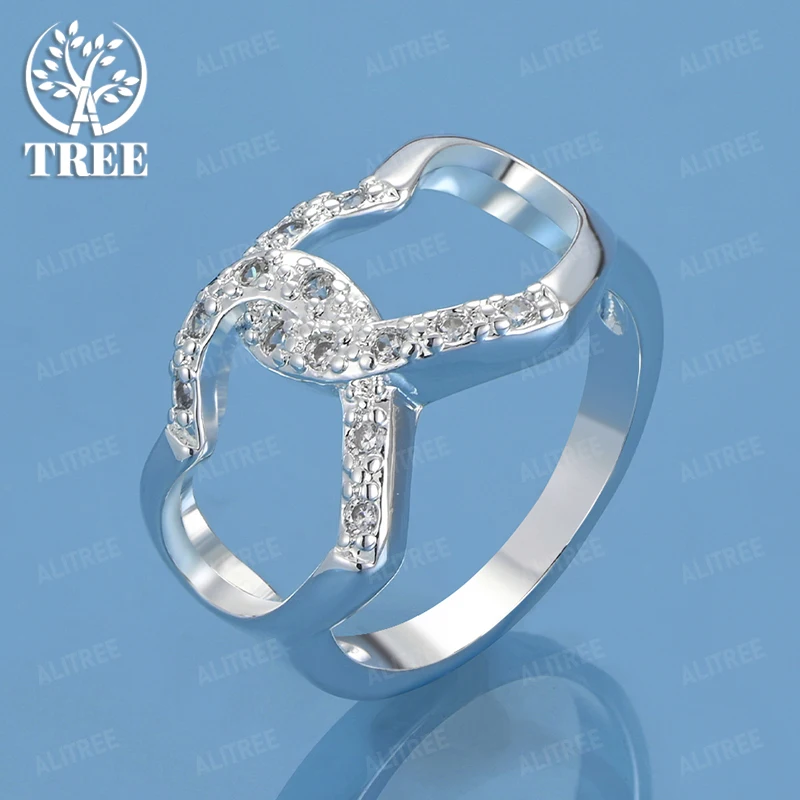 

Hot Selling 925 Sterling Silver AAA Zircon Double Heart Ring For Women Wedding Party Sweet Jewelry Valentine's Day Accessories