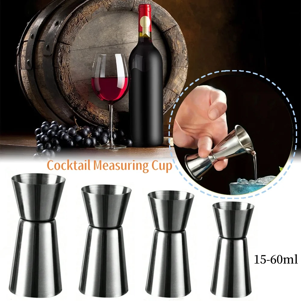 Taza medidora de cóctel de acero inoxidable, agitador de clavija, medidor de bebidas para barman, herramienta de medida de espíritu de bebida de doble disparo para Bar de fiesta