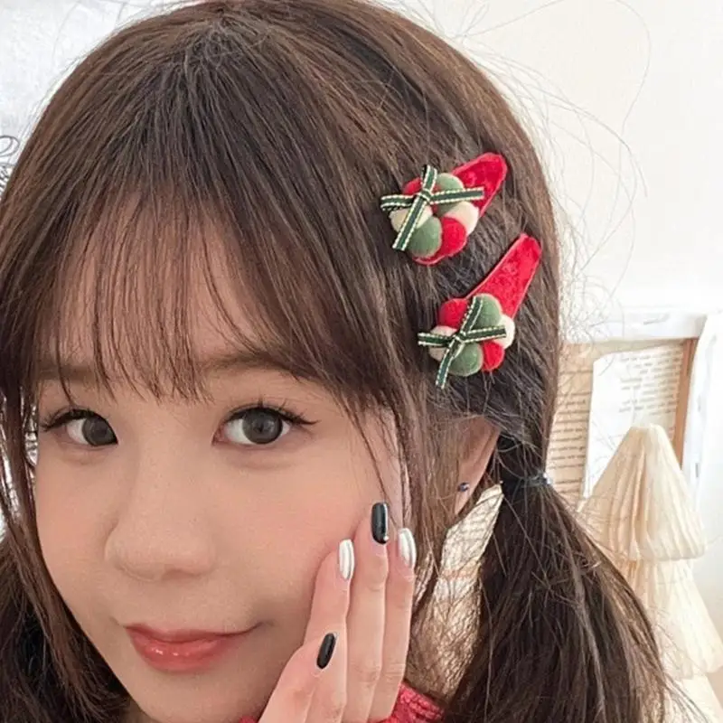 652f عيد الميلاد شجرة مسطحة مقطع الشعر barrette مخمل للبنائين الفتاة #5