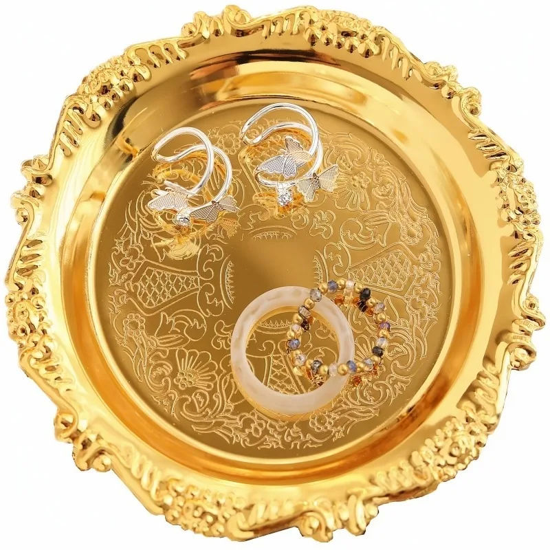 Vintage Geschnitztes Eisen-Schmucktablett in Gold- und Silberoptik, Dekorativer Organizer, Eleganter Ringhalter, Schmuckschale für Schminktisch-Dekoration – Detail 10