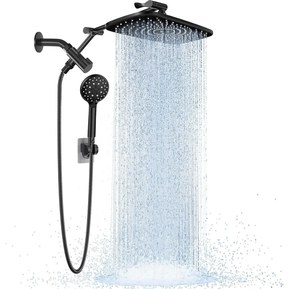 

High-Pressure Multi-Mode Wide Rain Shower Head with Handheld Spray and Bathroom Accessory Mount
