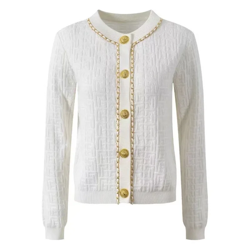 

Женская одежда, элегантный однотонный жаккардовый вязаный кардиган с надписью, осень-зима, новые шикарные тонкие винтажные свитера на пуговицах с круглым вырезом