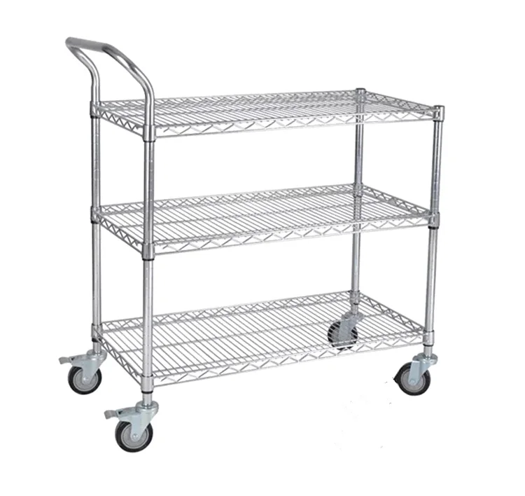 Thickened chrome shelves with wheels and wire mesh trolleys are adjustable anti-static workshop material turnover