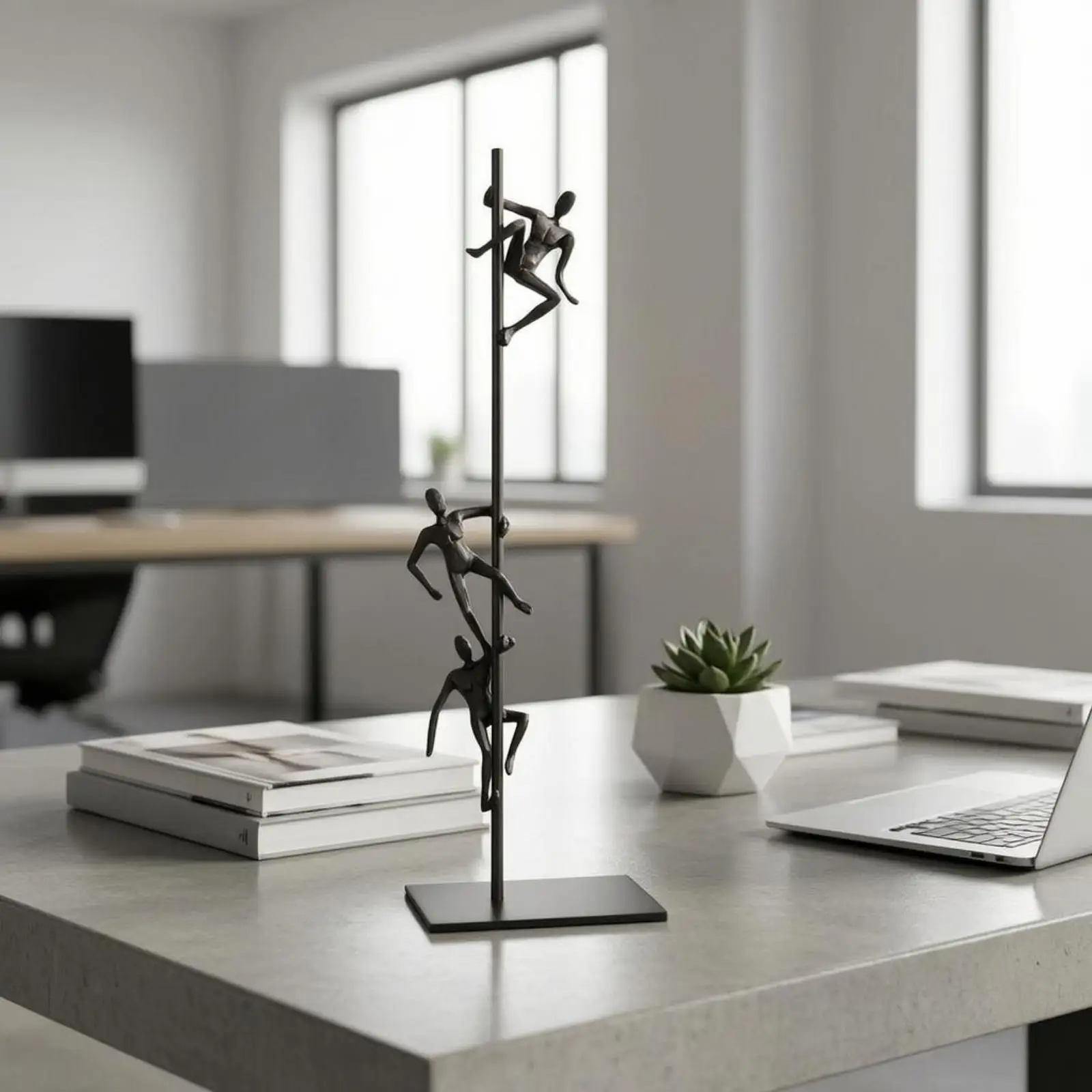 Modern Metal Figurine Climbing Pose Wall Sculpture Decorative Statue for Living Room Office Shelf Display