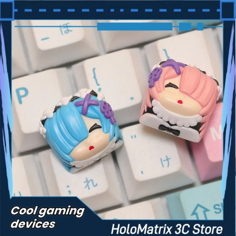 

Rem Ram Keycaps Re: Life In A Different World From Zero Anime Peripheral Mechanical Keyboard Keycaps Resin Cute Character Keys