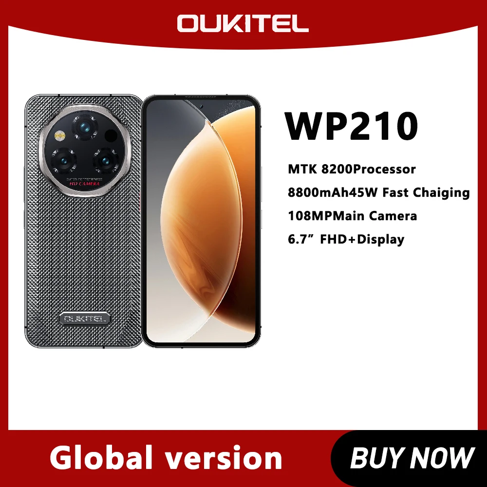 OUKITEL WP210 Rugged Phone 36GB+512GB, 8800mAh 45W, 6.7