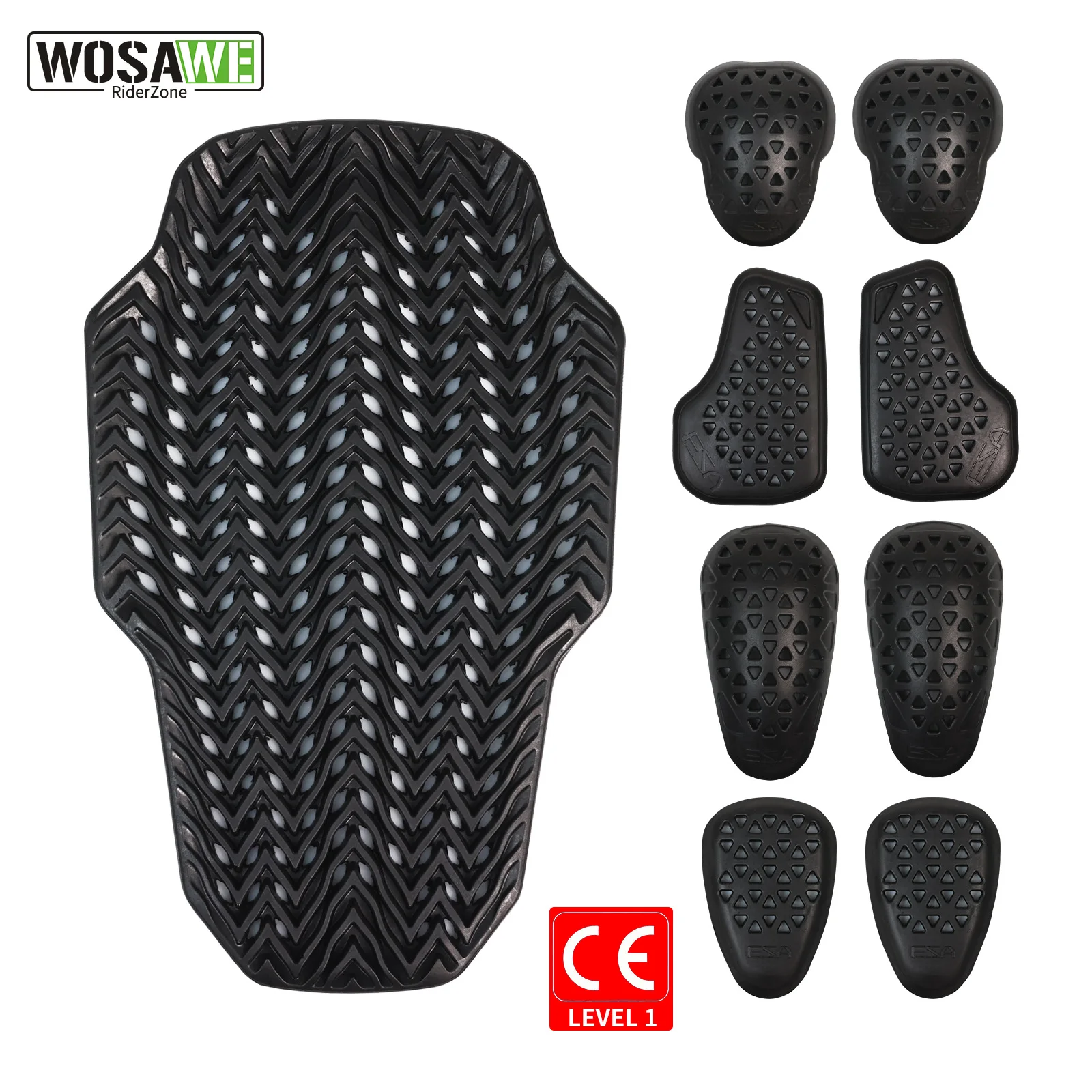 

WOSAWE Motorcycle Jacket Armor Insert CE Level 1 Protective Pads Full Body Armor Inserts Impact Protection Soft PU Armor Pads
