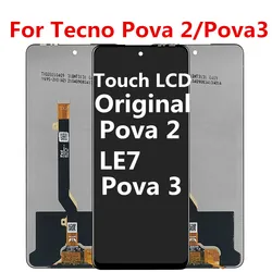 Original LCD For Tecno Pova 2 LCD LE7 Display Screen Touch Sensor Digitizer Assembly For Tecno Pova3 LF7 LF7n LCD Repair Parts