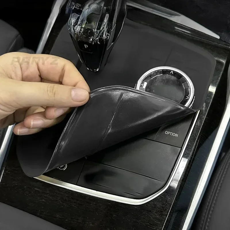 

For BMW X3 X4 G01 G02 iX3 2020-2024 Silica Gel Black Car Central Control Gear Shift Button Protection Set Car Accessories