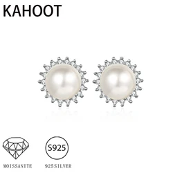 S925 silver moissanite earrings pearl style elegant and fashionable suitable for taking photos and wearing in daily life