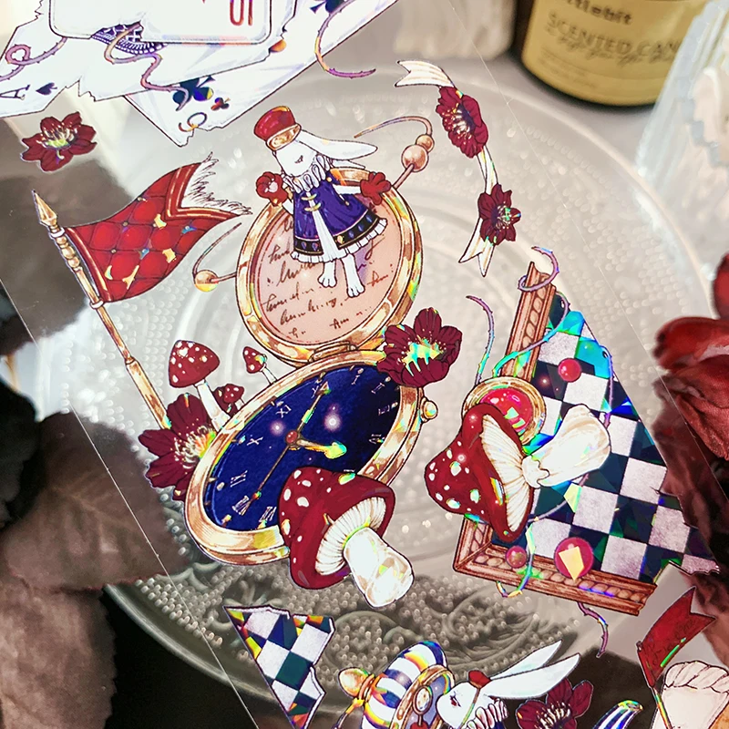 5Meter Rol Schattig Konijntje In Alice-Wonderland Meisje Glanzende Pettape