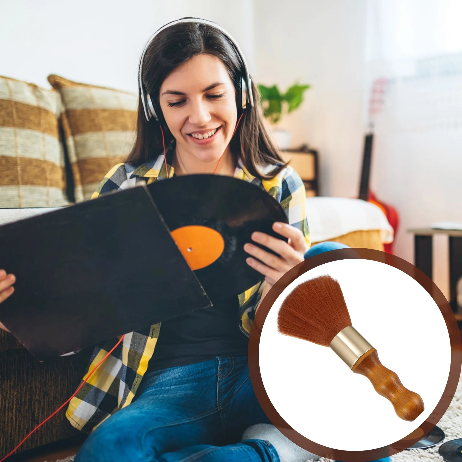 

Turntable Cleaning Brush for Vinyl Records and Cds Natural Wood Handle with Conductive Fibers Long-Lasting Record Care Solution