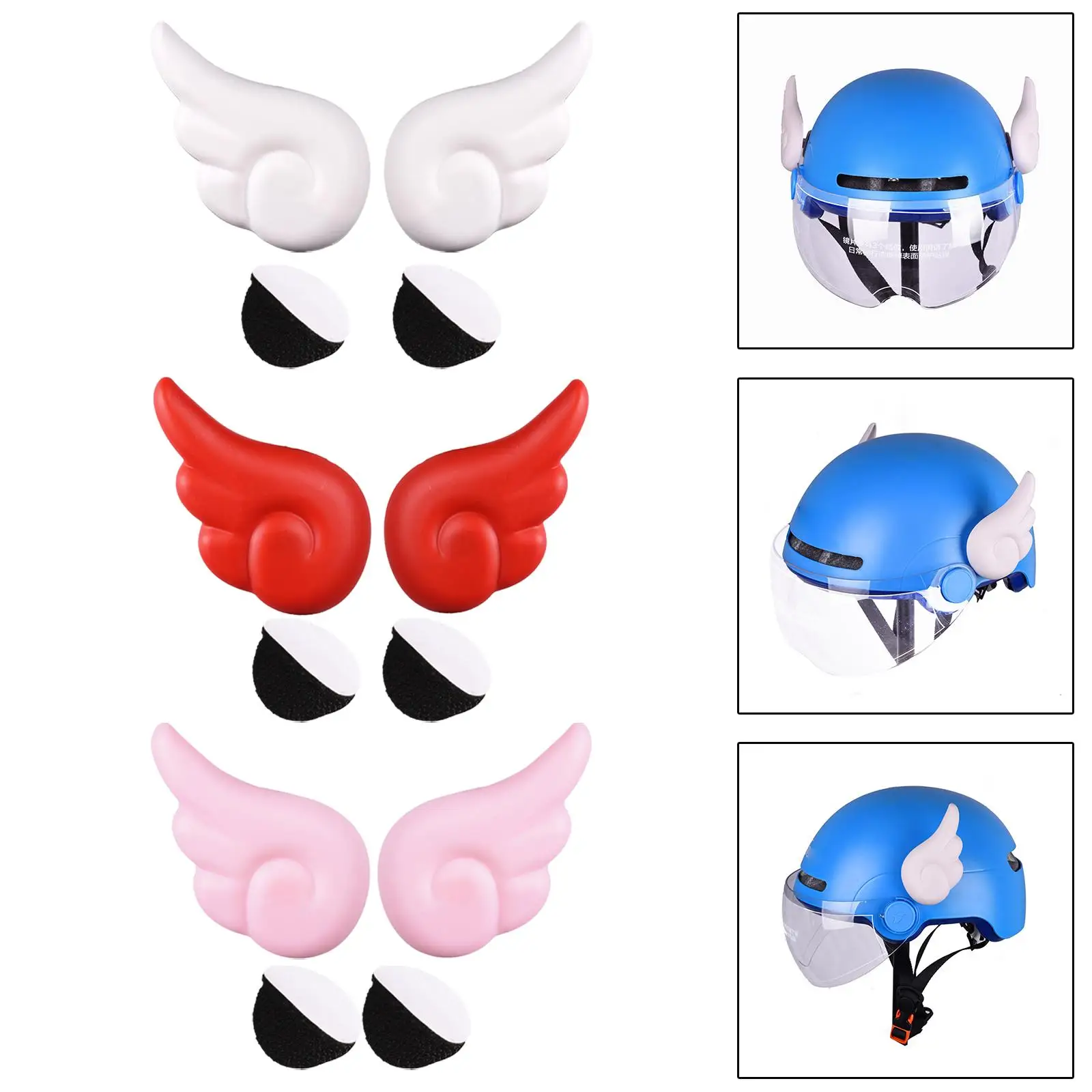 2x Motorcycle Helmet Angel Wing Accessory with Adhesive Tape Cosplay DIY for Snowboarding Scooter Motorcycle Ski Helmet
