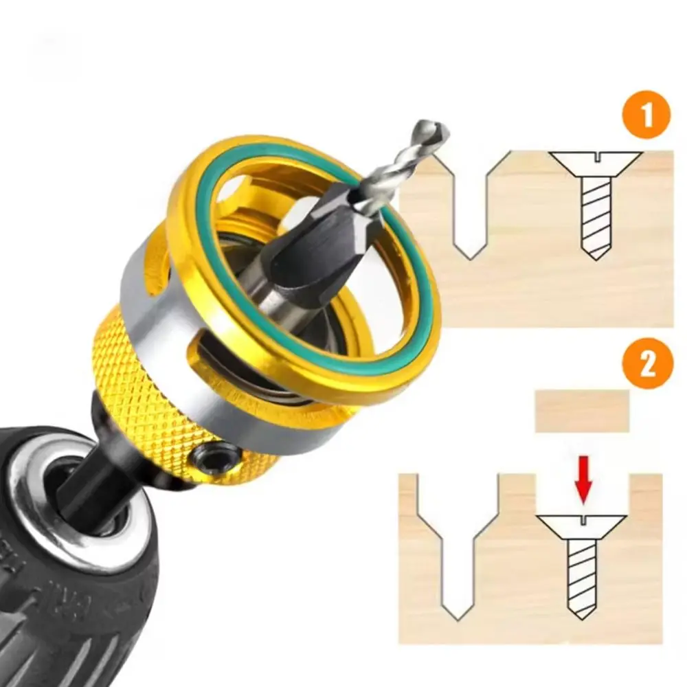 

5pcs/box Adjustable Depth Countersink Drill Bit Durable Alloy Smooth Drilling Step Drill Efficient Drilling Clean Tapered Holes