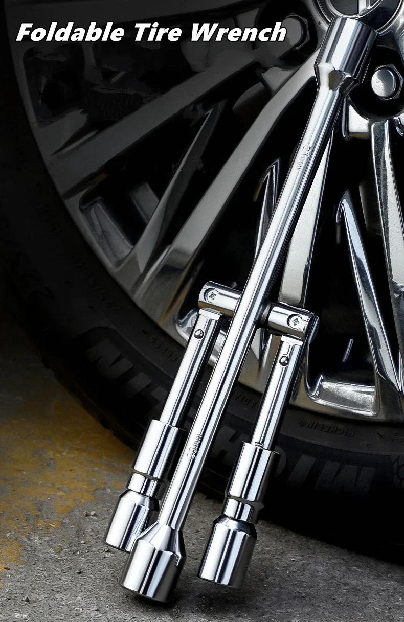 

17/19/21/23mm Labor-Saving Auto Socket Spanner Folding Cross Lug Wrench Adjustable Wheel Nut Lug Remover Car Tire Repair Tool