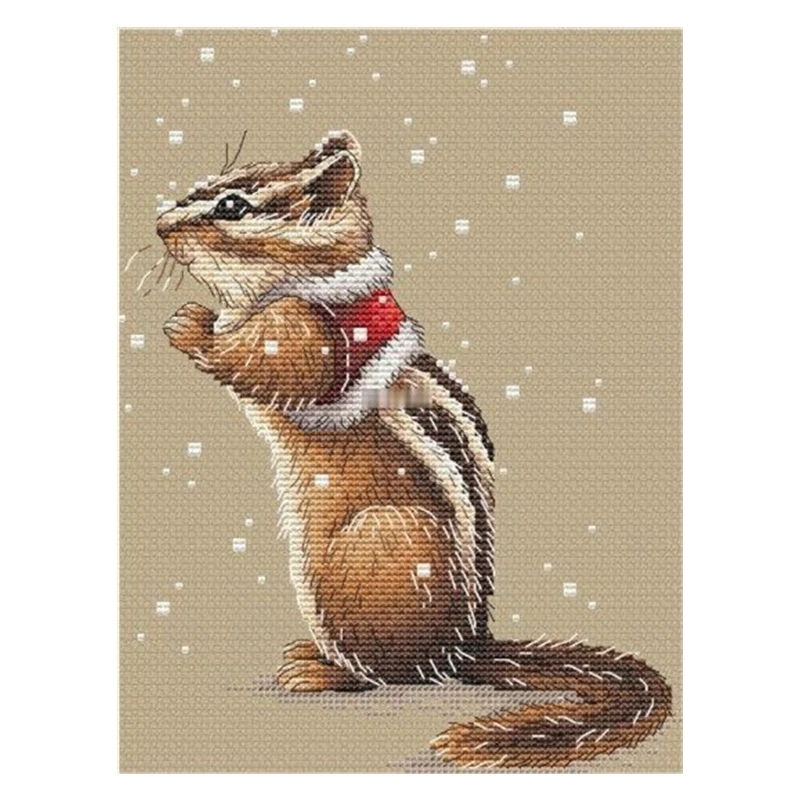 Cross Stitch Sweater Animal Series Chipmunk Lovely Cartoon Animal 18ct 14ct 11ct Precision Printed Fabric handmade Material Bag