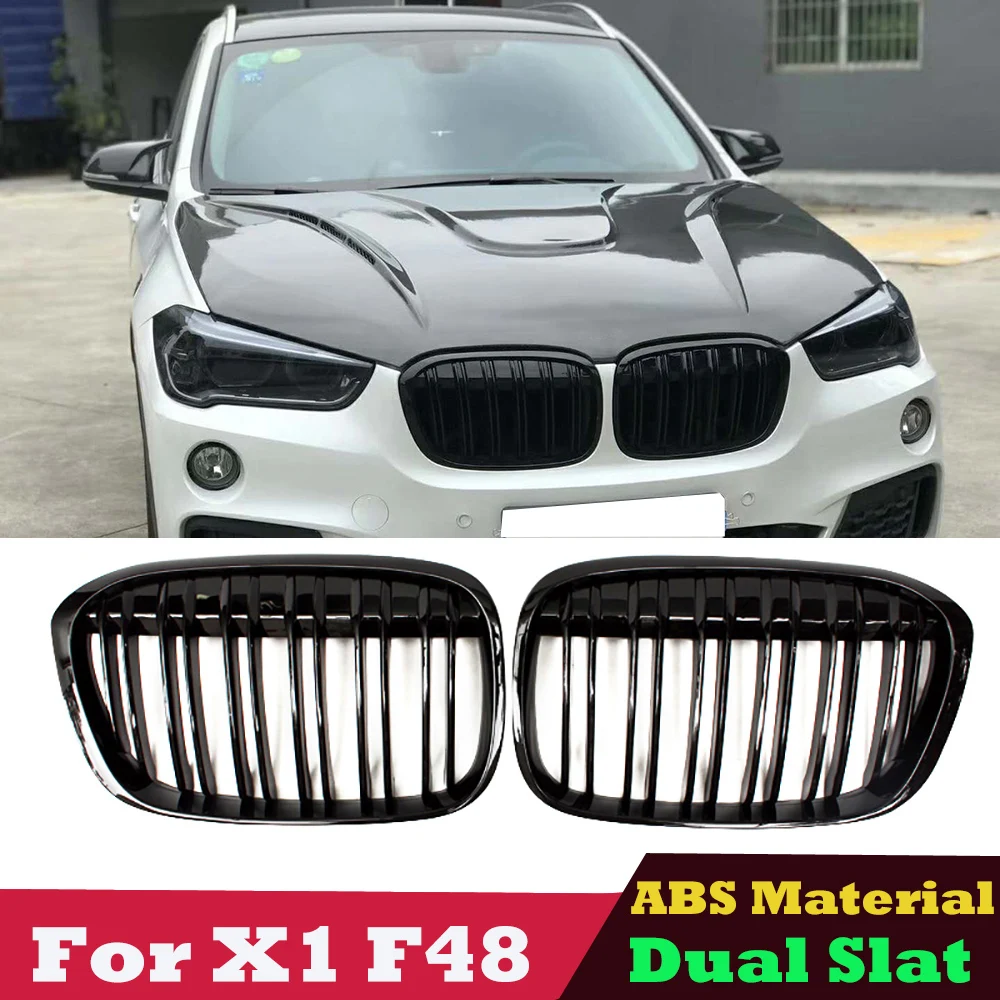 

F48 Grille ABS Material Front Kidney Grill Mesh Hood For BMW X1 F48 F49 2016-2019 X1 xDrive25i