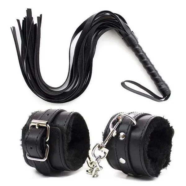 

BDSM PU Leather Whip Flogger Plush Sex Handcuffs Bondage Slave Exotic Accessories Toys For Couples Adults Games