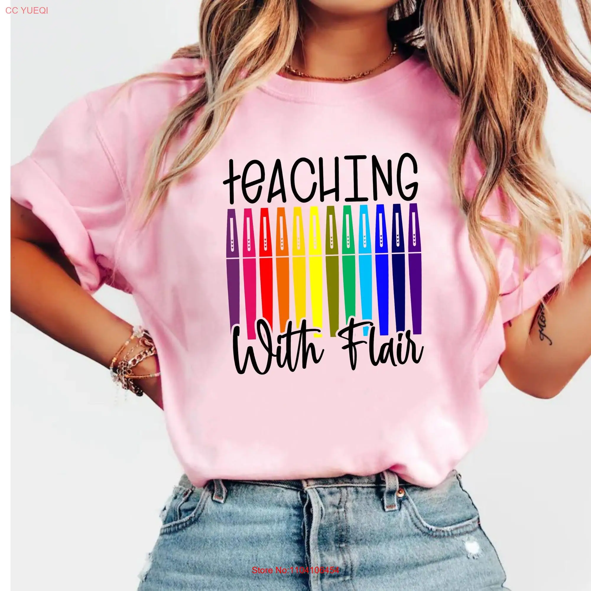 Teaching With Flair T Shirt Back To School First Day Of Funny Teacher For  long or short sleeves