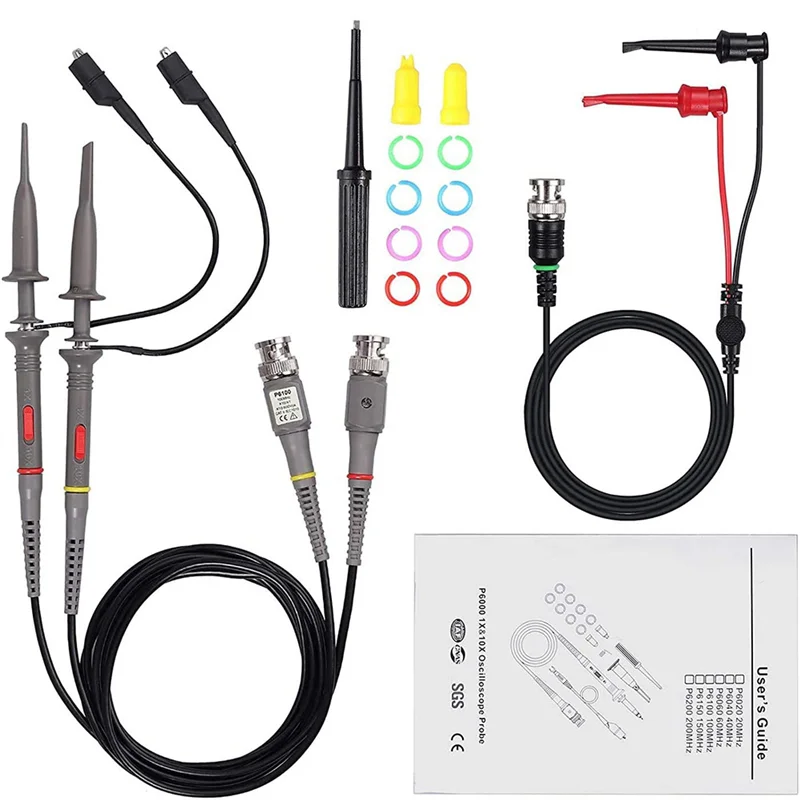 -AT37 P6100 100 MHz Oszilloskop-Clip-Sonden mit BNC zum Testen des Lead-Kits