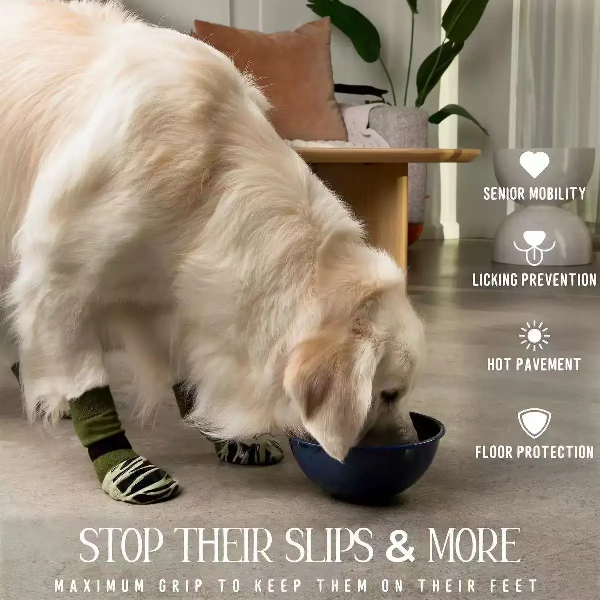 

Non-Slip Dog Socks for Medium Large Dogs – Anti Slip Quiet Pet Socks for Golden Retriever, Paw Protector with Fashion Patterns,