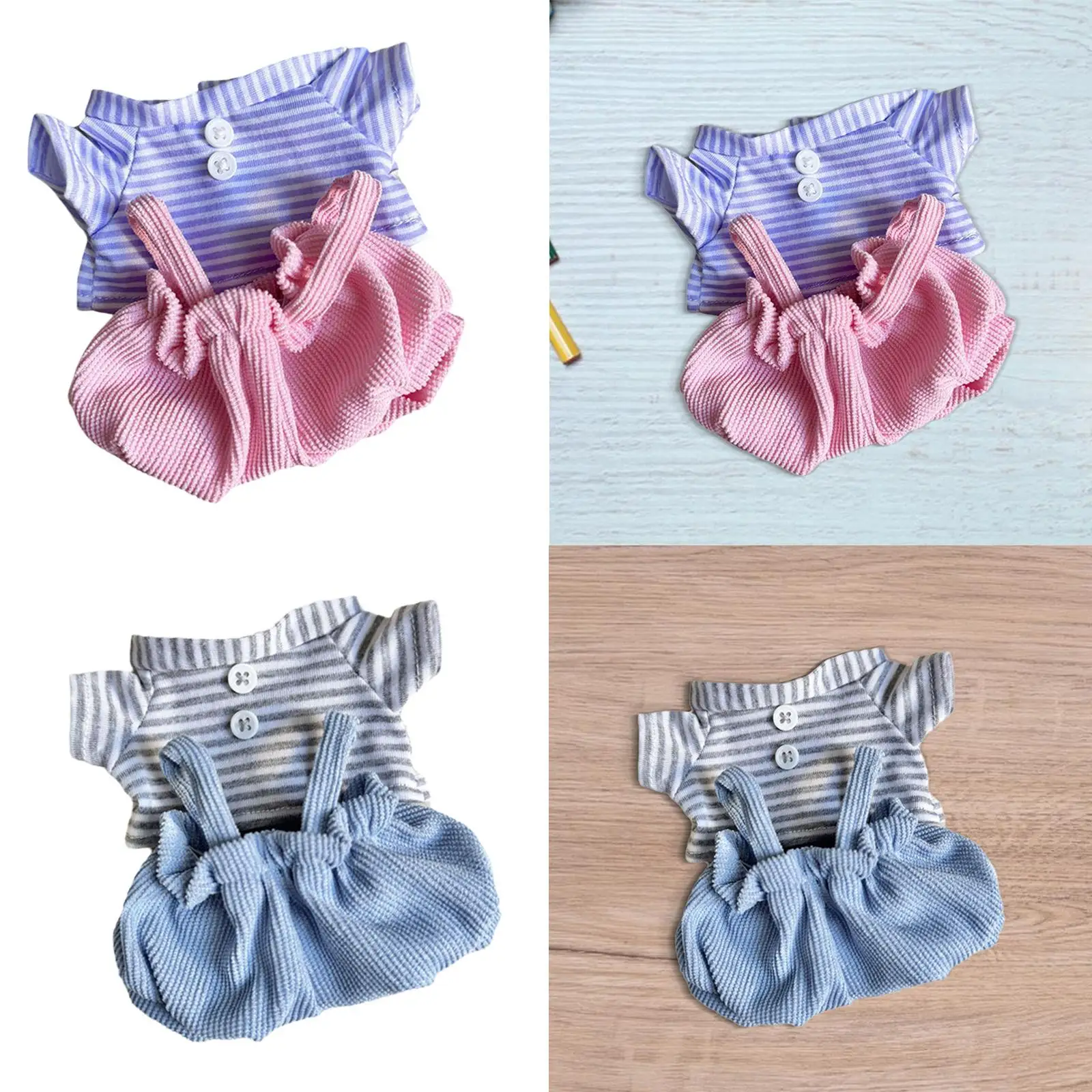 

8in Plush Dolls Clothes Top and Strap Pants Suit Accessories Decoration