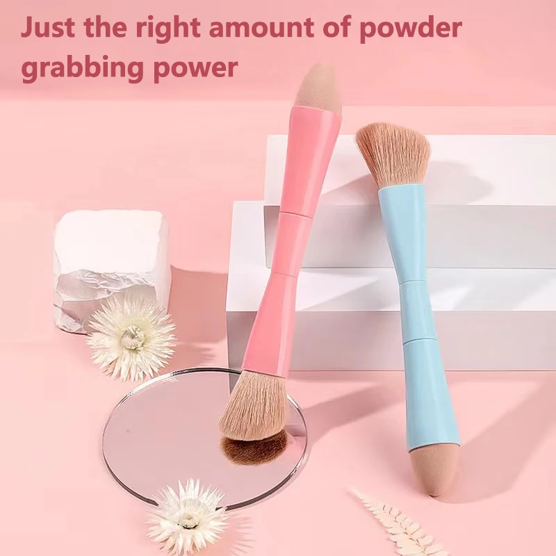 1Set Multitasker 4-in-1 Makeup Brushes Portable Travel Face Highlight Eye Shadow Powder Blusher Brush Detachable Beauty Tools