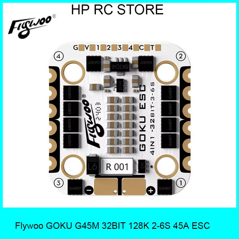 

Flywoo GOKU G45M 20x20 ESC - 2-6S 45A, 32-bit MCU 128K Flash, AT32 Chip & MOSFET for FPV