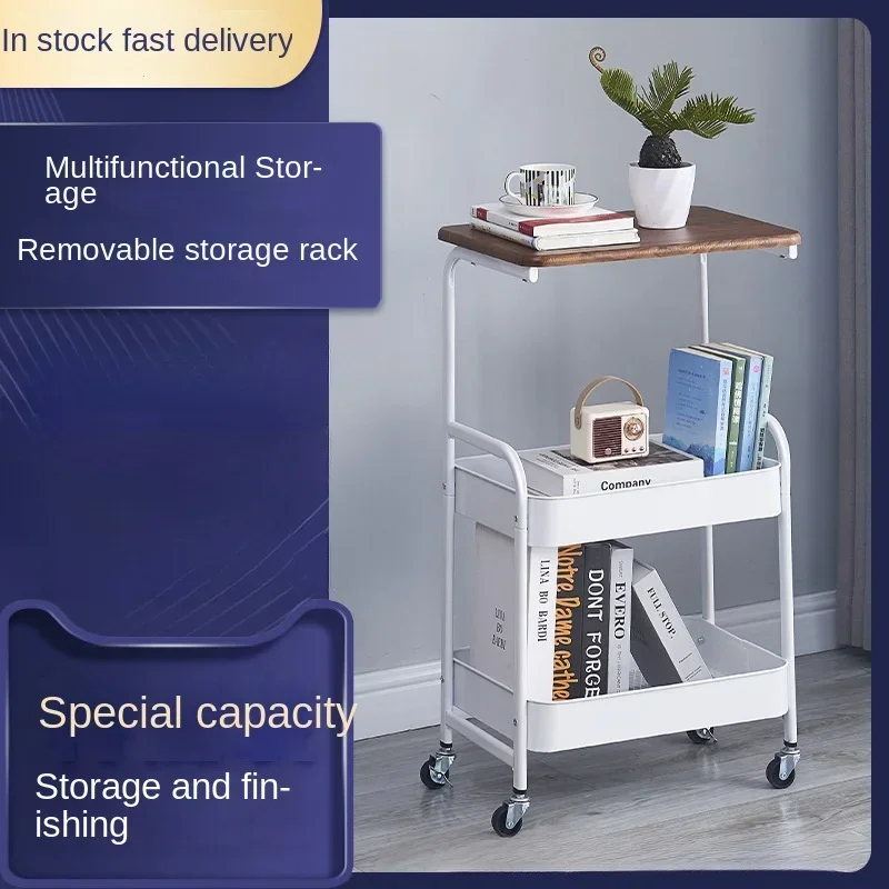 Cart storage rack vegetables fruit snacks book storage rack Living room kitchen with table board