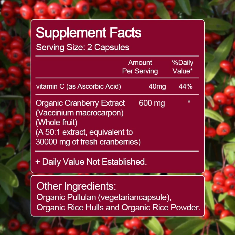 Cranberry Capsules - Relieve Stress, Promote Deep Sleep, Clean Urinary Tract Health