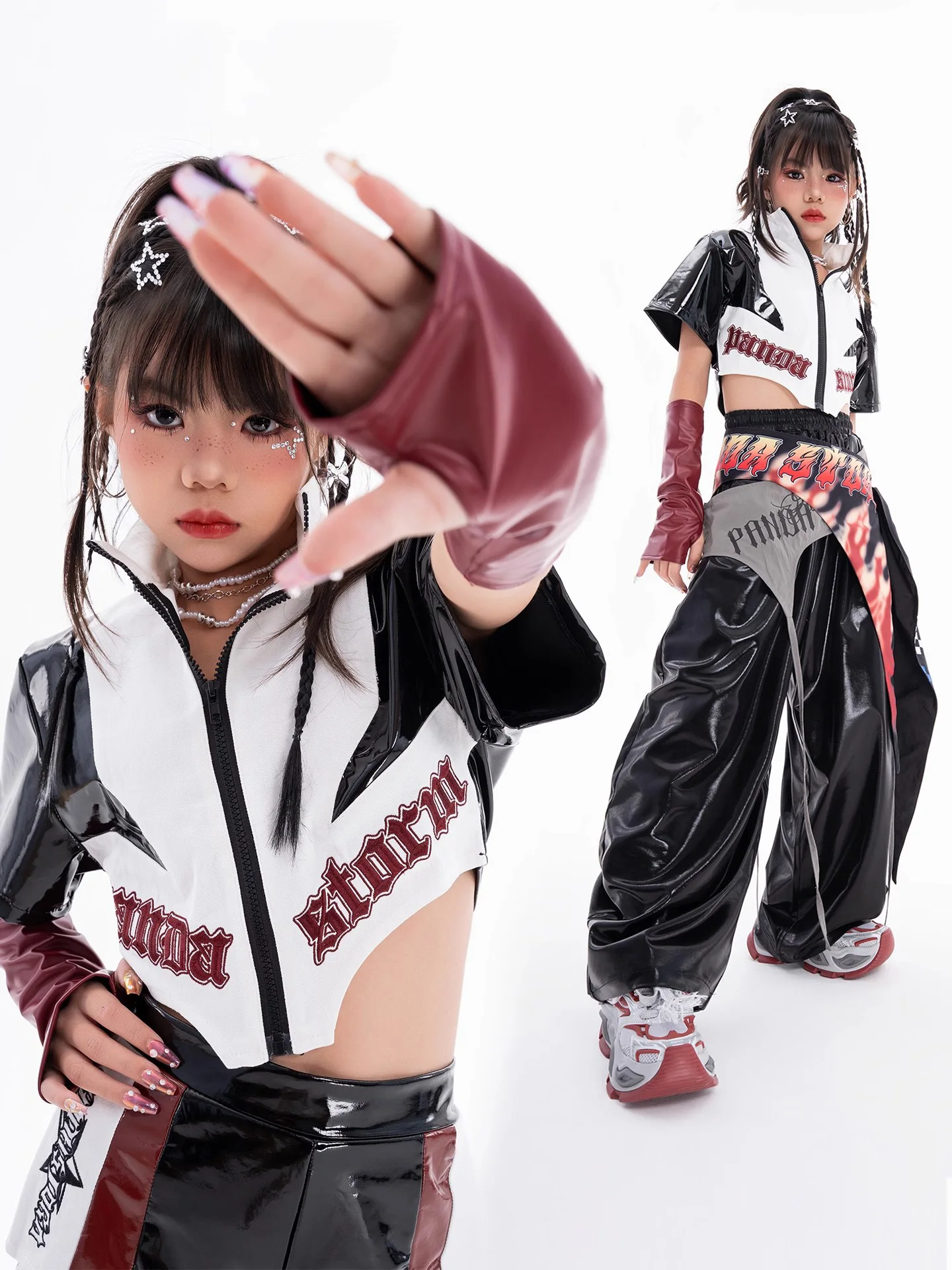 Traje de moda genial, ropa de grupo Kpop para niñas, traje de baile de Jazz, ropa de Hip Hop para niños, traje de calle, ropa de escenario para equipo DN21876