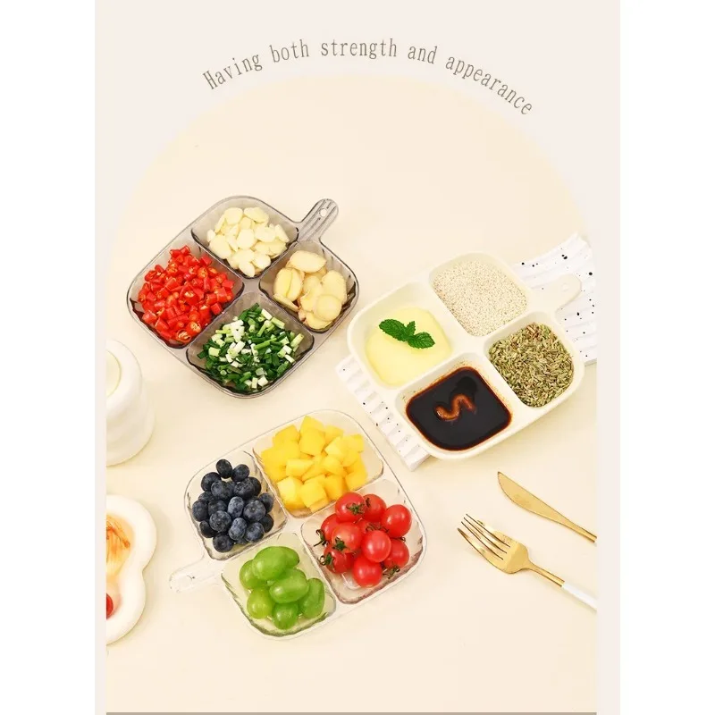 New Square Plastic Divided Dinner Plate Portion Control Food Plate Stackable Salad Plate 4 Compartments Fat Reducing Plate