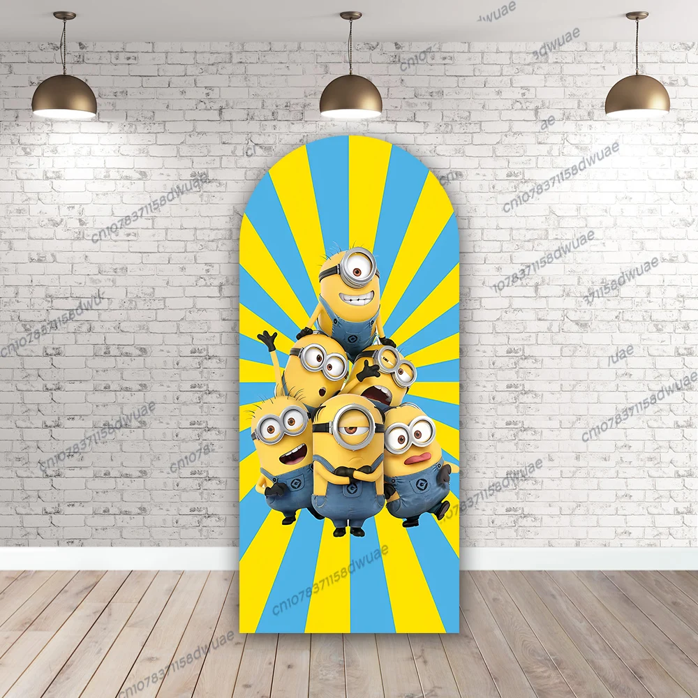 Minions Verjaardagsfeestje Foto Achtergrond Boog Foto Achtergrond Baby Shower Fotografie Achtergrond