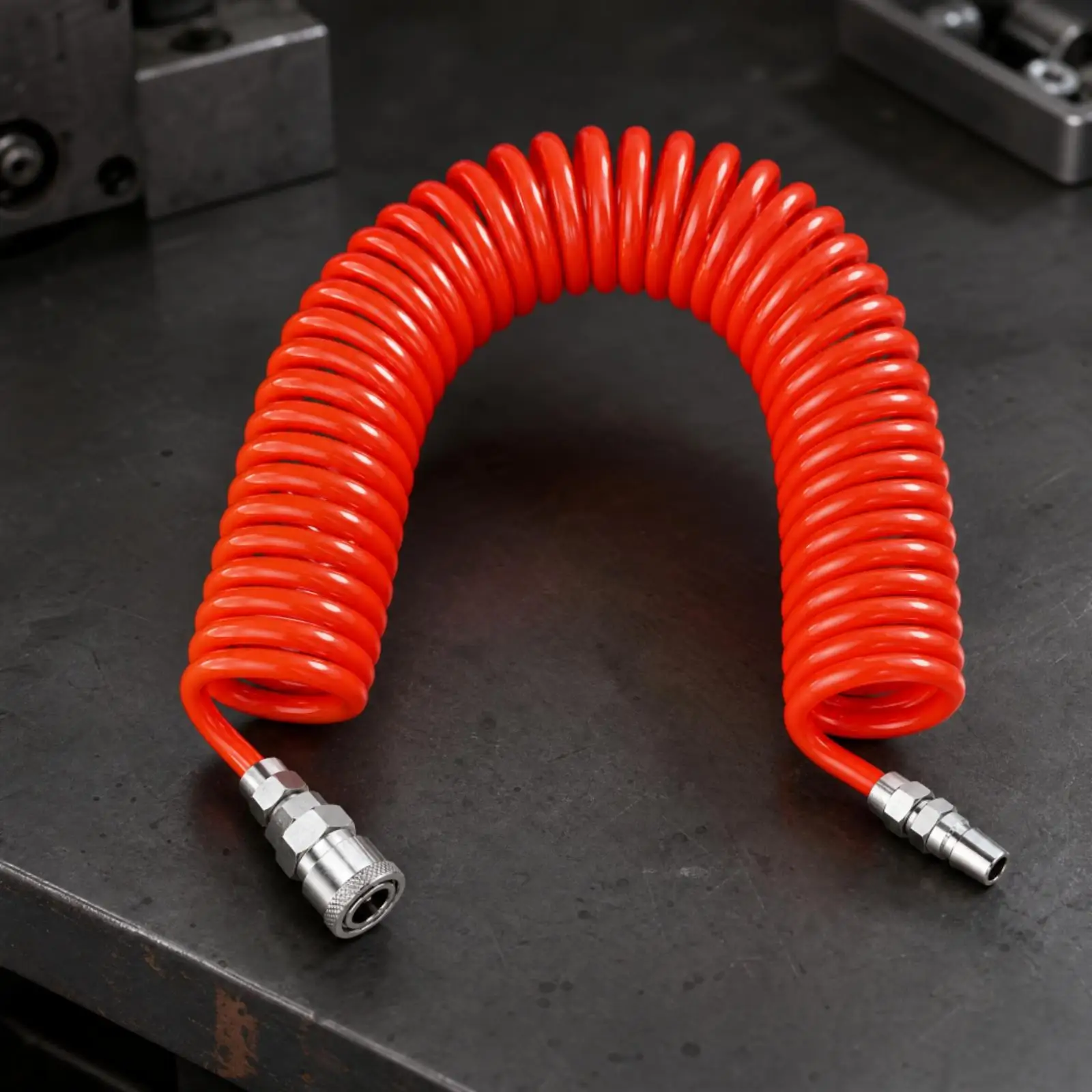 Coiled PU Air Compressor Hose Pneumatic Tube for Workshop Maintenance Retractable Spring