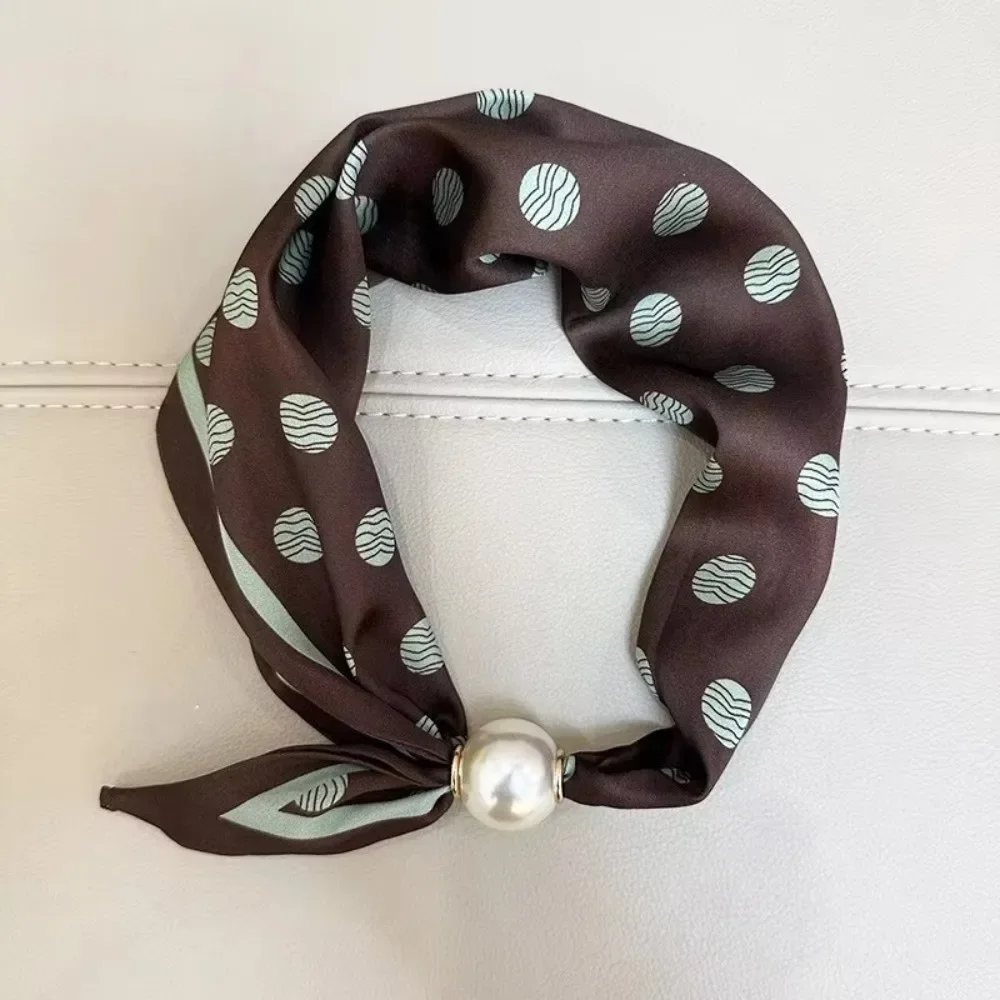 Luxury Elegant Chic Lazy Scarf Lightweight Convenient Magnetic Buckle Scarf Pearl Tail Artistic Accessory Neck Wrap Scarves