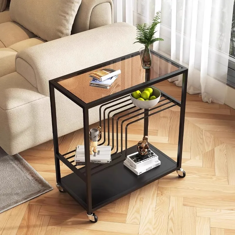 

Living room simple mobile storage small side few household cream wind light trolley luxury high-end Changhong glass side few