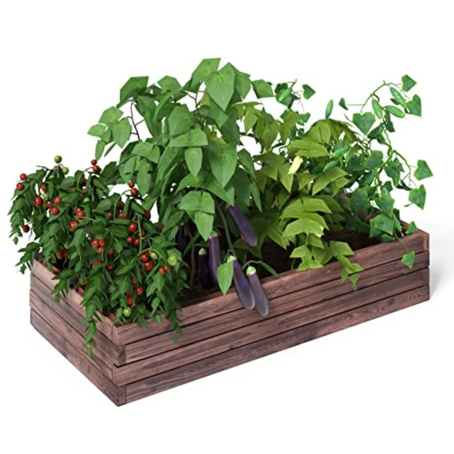 

Raised Garden Bed Wood Planter Box Outdoor Planting Bed for Vegetable Flower Rectangular Planter for Patio and Lawn 47''Lx24''W