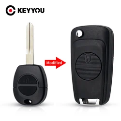 KEYYOU per Nissan Micra Almera Primera Pathfinder Maxima modificato 2 pulsanti Flip Remote Car Key Shell Fob Uncut A33 Blade Case