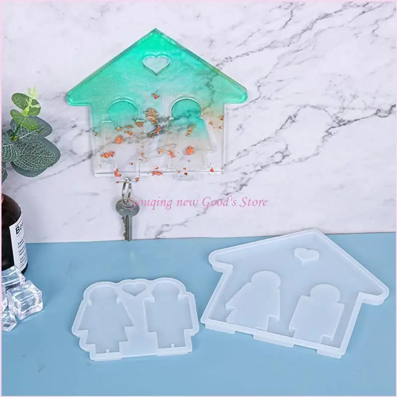 57QA زوجان لسلسلة المفاتيح المعلقة على الحائط من السيليكون لحرف هدية عيد الحب #3